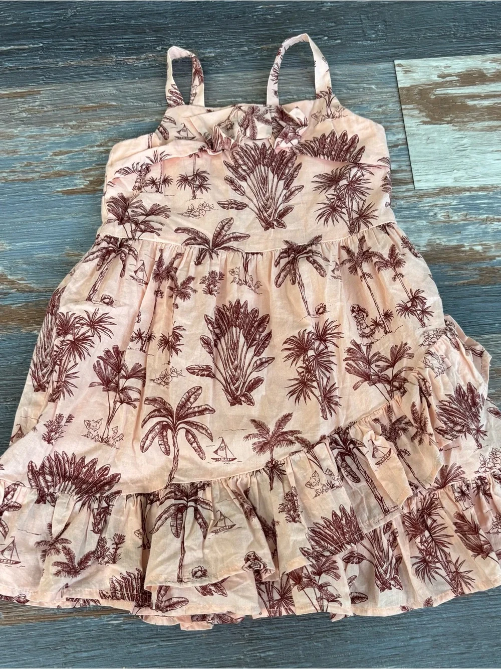 Janie and Jack Disney Girls Moana Pink and Brown Sundress size 4